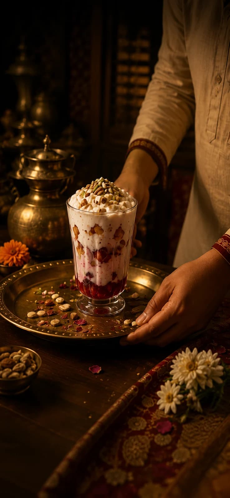 A Mewadi Special Falooda being served table-side
